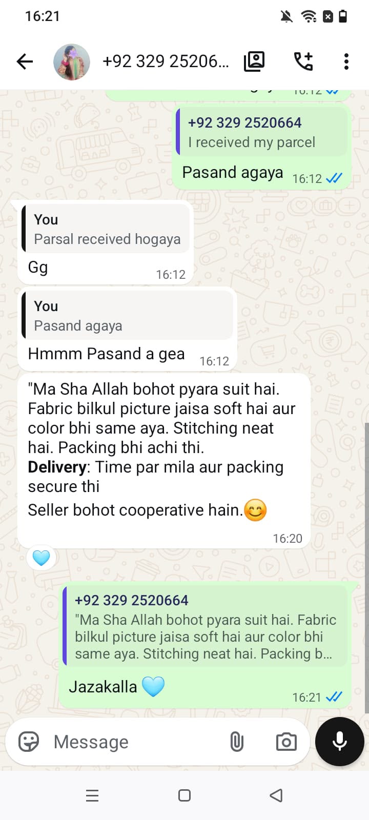Customer review screenshot